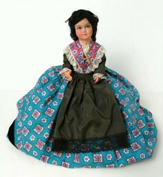 Vintage French Celluloid Doll Made In France Hand Painted Face Ethnic Antique