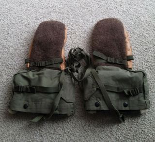 Vintage 1951 Military Issue Alpaca Backed Lined Artic Gloves Mittens - Small