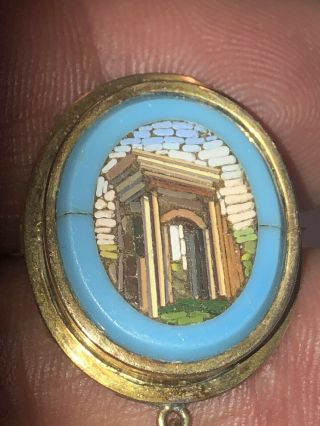 Antique Micro Mosaic Double Brooch Pin With Italian Ruins Fabulous 3