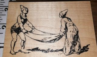 Vintage Circus Clowns Holding Blanket,  Coffee Break Co. ,  M4,  Rubber,  Wood
