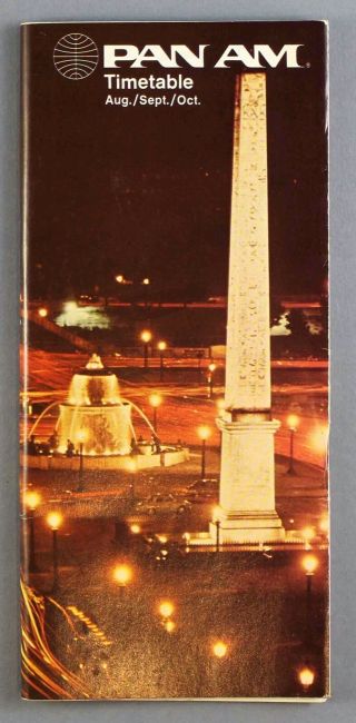 Pan Am Airline Timetable August - October 1973 Route Map Paa American