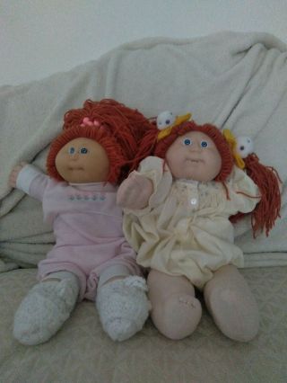 1985 Cabbage Patch Kids 16” Girl Doll Twins Red Hair Blue Eyes