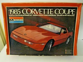 1985 Monogram Corvette Coupe Large 1:8 Scale Complete Unbuilt 2608 Vg,  Nr