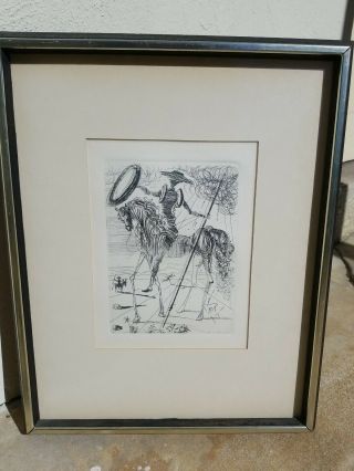 Vintage Framed Art " Don Quixote " By Salvador Dali (1904 - 1989)