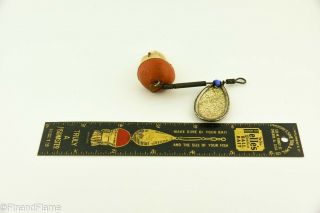 Vintage Scarce Helles Minnow & Advertising Ruler Antique Fishing Lure JJ46 2
