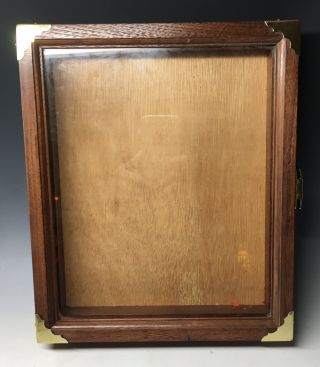 Vintage Glass Wood And Brass Display Case Lock Shadow Box Hanging Wall
