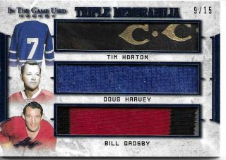 2020 - 21 Leaf Itg Hockey Horton / Harvey / Gadsby Triple Memorabilia 9/15