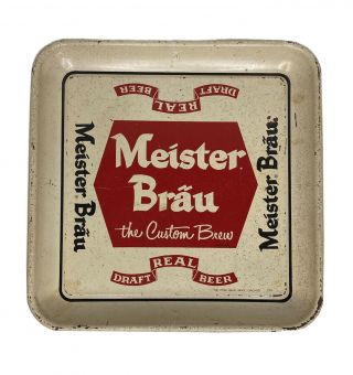 Peter Hand Brewery Chicago Meister Brau Vintage Beer Tray 13”x13” Early 1960’s