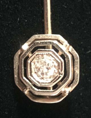 Antique Art Deco 14k Diamond Stick Pin 2” 1.  5gr Yellow Gold