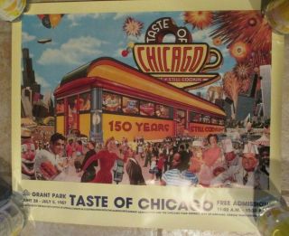 Taste Of Chicago 1987 Vintage Poster City Food Music Summer Festival
