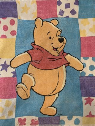 Vintage Beacon Winnie The Pooh Crib Baby Blanket Satin Trim Fleece