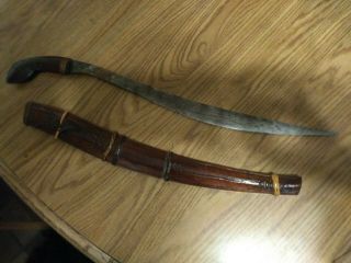 Antique Bolo Knife Dagger Sword Wood Sheath Dagger Art