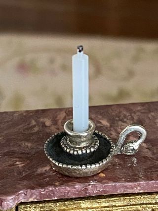 Vintage Miniature Dollhouse Sterling Silver Candle Holder Primitive Colonial