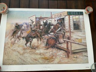 Charles Russell Vintage Print " In Without Knocking " 1968 34 " X23” Aaron Ashley