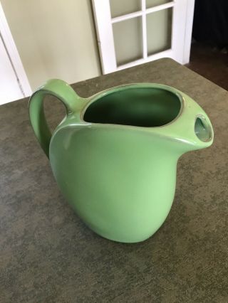 Vintage Hall 2633 Green Ice Water Pitcher With Ice Lip