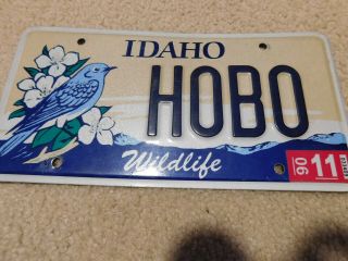 Expired Idaho (hobo) Vanity License Plate.