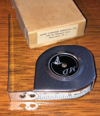 Collectible Vintage Md Medical Measuring Tape Streamline Model Master Rule Mfg.