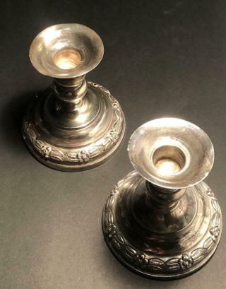 Aztec Rose By Sanborns Mexican Mexico Sterling Silver Candlestick Pair