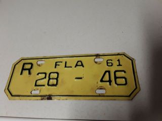 1961 Florida Motorcycle License Plate 28 - 46 Low Number
