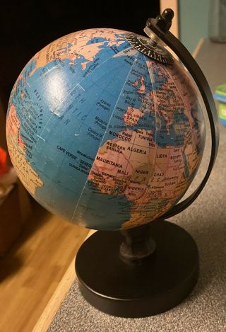 Vintage Antique Multicolor Small World Globe Map Stand 8x6 Inch Wide