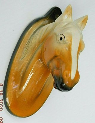 Vtg Estate Ceramic Horse Head Wall Pocket/vase 6 3/4 " Long Unmarked Euc