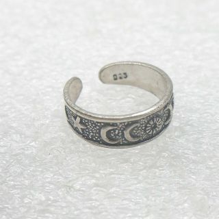 Vintage Solid 925 Silver Adjustable Regal Rose Toe Ring