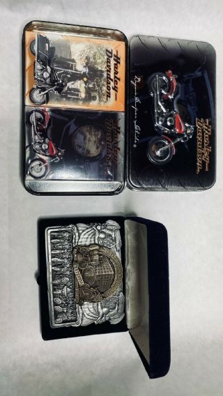 Harley Davidson Belt Buckle And Playing Cards,  Collectibles