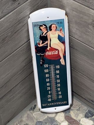 Vintage Antique Coca Cola Tin Thermometer Advertisement