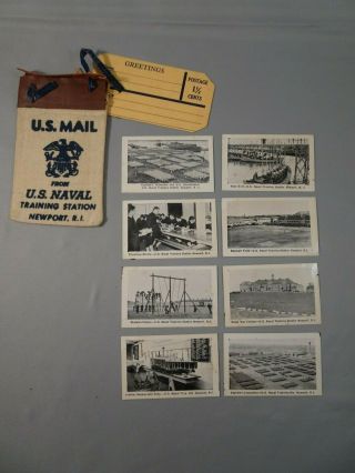 Vintage Us Mail Bag Postcard Rare U S Naval Training Station W 8 B/w Pic