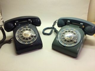 2 Classic Vintage Rotary Dial Telephones By Western Electric