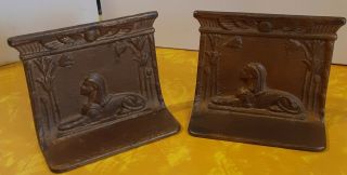 Vintage Sphinx Egyptian Bookends Cast/metal Bronzed Colored Pair Book Holders
