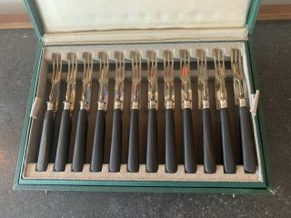 Vintage J.  A.  Henckels Germany Fish Knife And Fork Set With Box—12 Settings