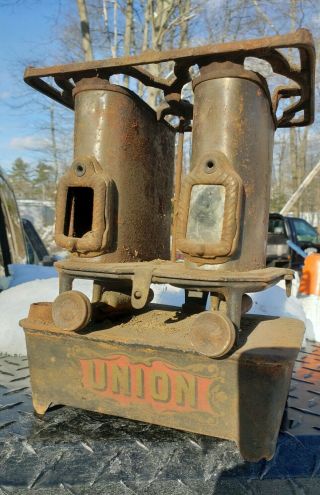 Vintage Union Sad Iron Heater Gardner Mass U.  S.  A.  Kerosene Heater Barn Find