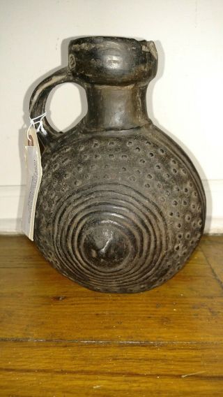 Antique Pre Columbian Chimu Style Anthropomorphic Pottery Jug