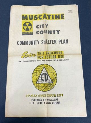 Vintage Muscatine County Iowa Civil Defense Community Shelter Plan Newspaper