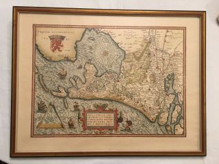 1579 Abraham Ortelius Antique Map Of Holland - Hollandia Antiquorum Catthorum