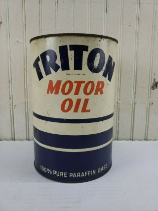 Vintage Antique Triton Motor Oil 5 Quart Oil Can