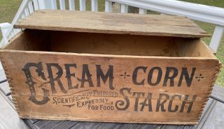 Vintage Cream Corn Starch Ae Staley Dovetail Wood Crate Antique Box Baltimore Md