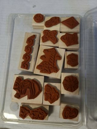 STAMPIN UP ON THE BEACH SET OF 13 WOOD RUBBER STAMPS RETIRED VINTAGE 2002 2