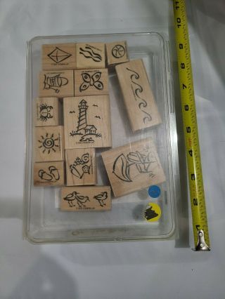 STAMPIN UP ON THE BEACH SET OF 13 WOOD RUBBER STAMPS RETIRED VINTAGE 2002 3