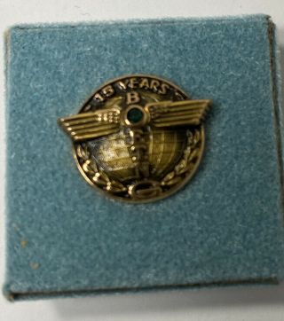 Vintage 10k Gold W/ Emerald Boeing 10 Years Service Tie Pin