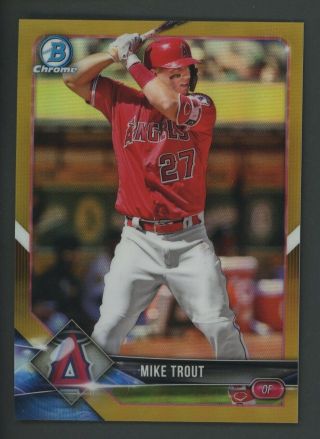 2018 Bowman Chrome Gold Refractor Mike Trout Angels 36/50