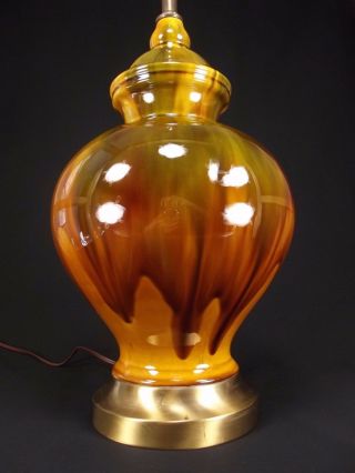Mid Century Modern Table Lamp Eames Era Drip Glaze Ceramic 1960 
