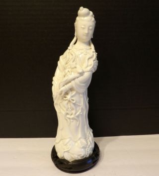 Antique Chinese Blanc De Chine Porcelain Figurine Guanyin Kwan Yin