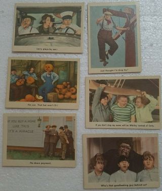 Vintage 1959 Fleer 3 Three Stooges Collector Cards Set Of 6