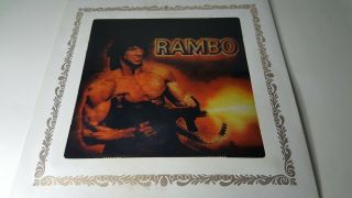 Rambo 1980’s; Vintage Glass Picture Sylvester Stallone,  Carnival Fair Prize
