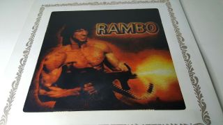 RAMBO 1980’s; Vintage Glass Picture Sylvester Stallone,  Carnival Fair Prize 3