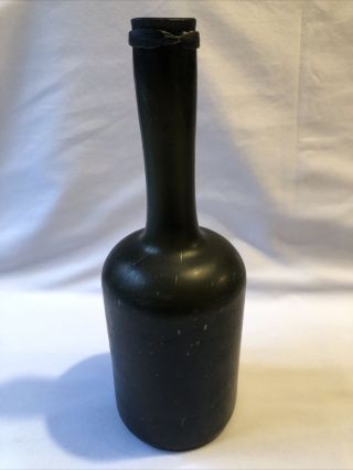 Antique 1800s Pontil Black Green Glass Mallet Porter Ale Wine Bottle 10.  5” Blown