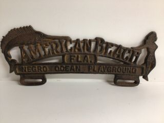 American License Plate Topper,  American Beach Florida Negro Ocean Playground