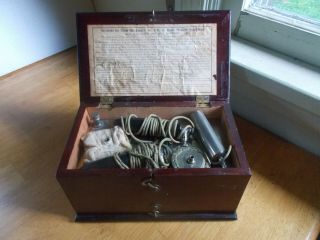 Bunnell Home Medical Apparatus Quack Shock Machine In Wood Box 1890s